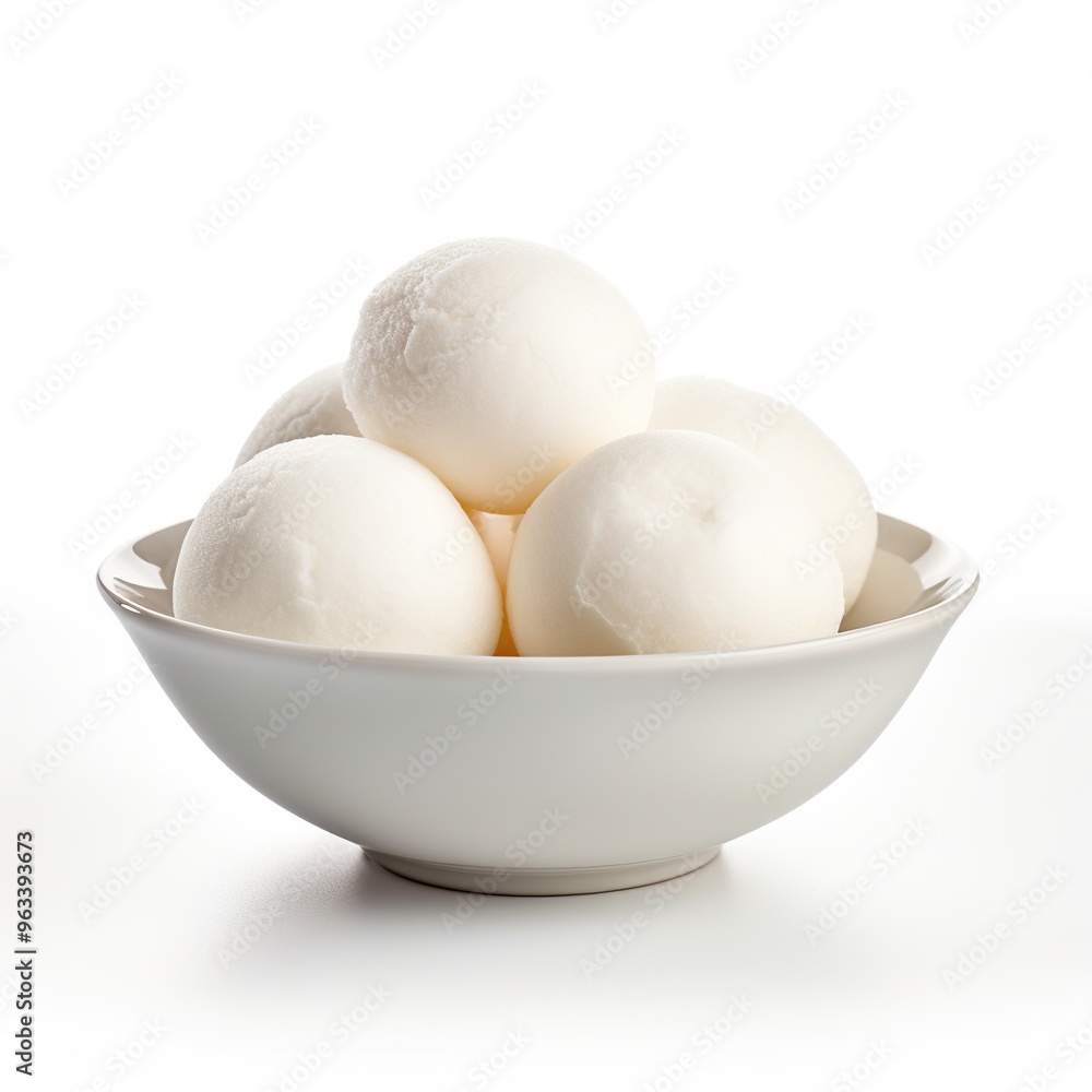 Roshogolla in a white bowl isolated on a white background Roshogolla in a white bowl isolated on a white background