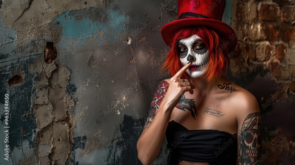 Obraz premium The Woman with Skull Makeup