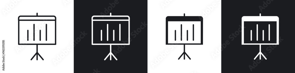 Presentation board icon in filled and stroke Presentation board icon in filled and stroke