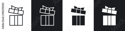 Present gift box icon in filled and stroke