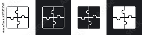 Puzzle icon in thin outlined.