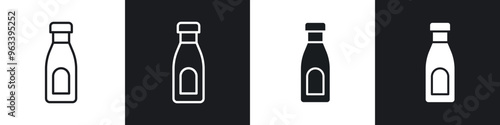 Sauce bottles icon in filled and stroke