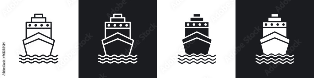 Ship icon in filled and stroke Ship icon in filled and stroke
