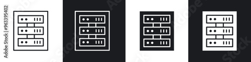 Server rack icon in filled and stroke