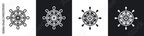 Ship wheel icon in filled and stroke