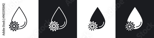 Sunflower oil icon in filled and stroke