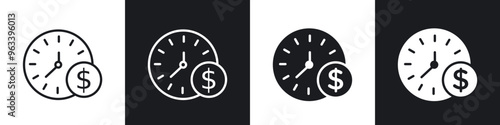 Time is money icon in filled and stroke