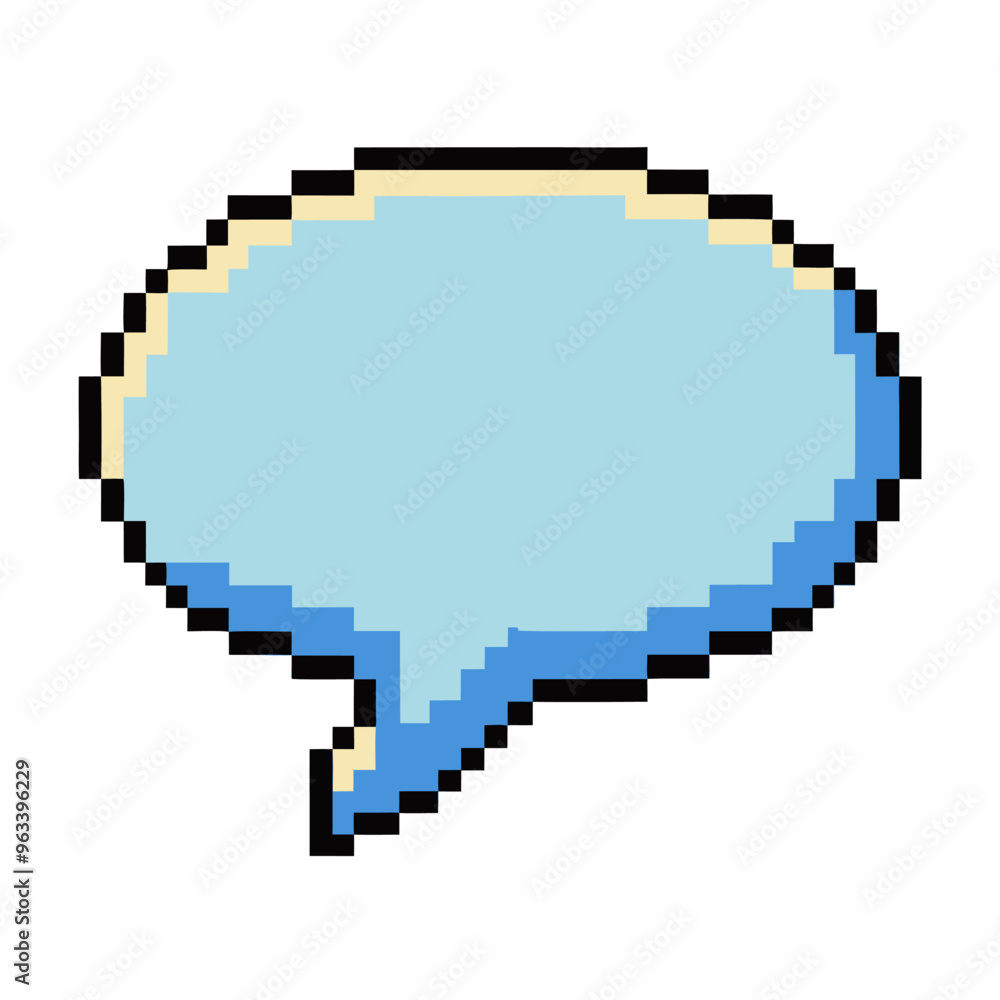 Pixel Art Speech Bubble Isolated on White Background for Retro Design Pixel Art Speech Bubble Isolated on White Background for Retro Design