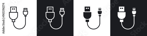 USB cable icon in filled and stroke