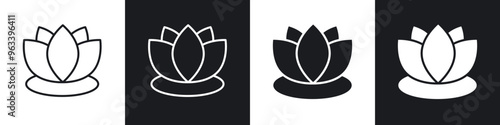 Water lily icon in filled and stroke