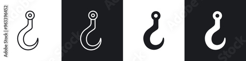 Winch hook icon in filled and stroke