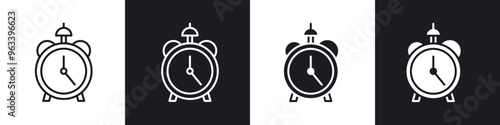 Alarm clock icon in filled and stroke