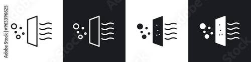 Air purification icon in filled and stroke