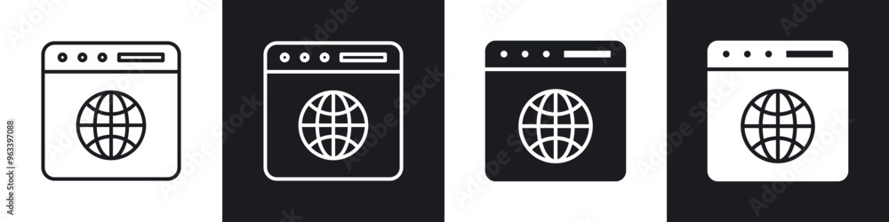 Browser icon in filled and stroke Browser icon in filled and stroke
