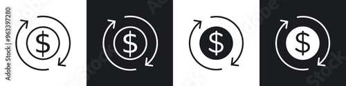Cash flow icon in filled and stroke
