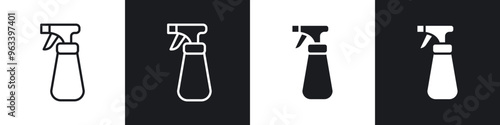 Cleaning spray icon in filled and stroke