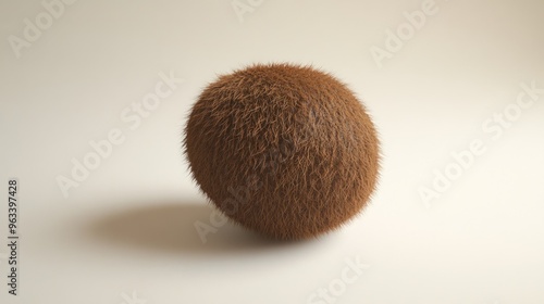 A Single Brown Fuzzy Ball on a White Background photo