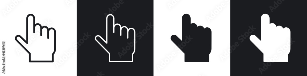 Cursor hand icon in filled and stroke Cursor hand icon in filled and stroke