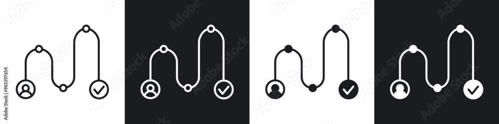 Customer journey icon in filled and stroke