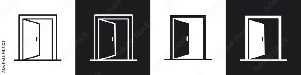 Entrance door icon in filled and stroke Entrance door icon in filled and stroke