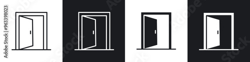 Entrance door icon in filled and stroke