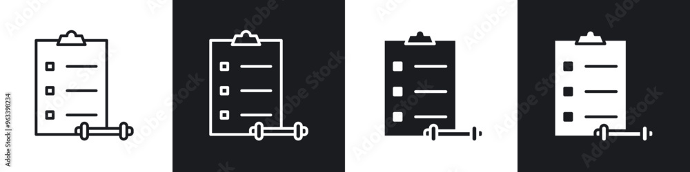 Fitness plan icon in filled and stroke Fitness plan icon in filled and stroke