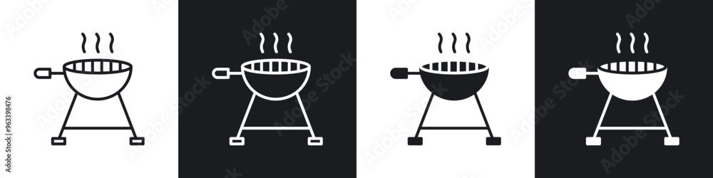 Grill outlined and solid icon vector collection. Grill outlined and solid icon vector collection.