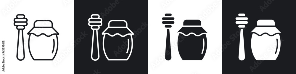 Honey jar icon in filled and stroke Honey jar icon in filled and stroke
