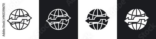 Import export icon in thin outlined.