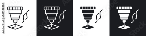Laser machine icon in filled and stroke