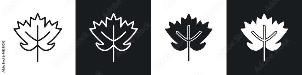 Fototapeta premium Maple leaf icon in filled and stroke