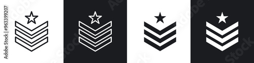 Military rank badge icon in filled and stroke