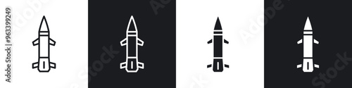 Missile icon in thin outlined.