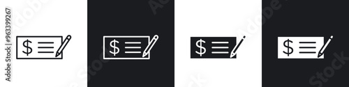 Money check icon in filled and stroke