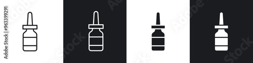 Nasal spray bottle icon in filled and stroke