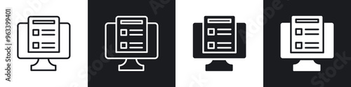Online exam test icon in filled and stroke