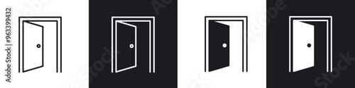 Open door icon in filled and stroke