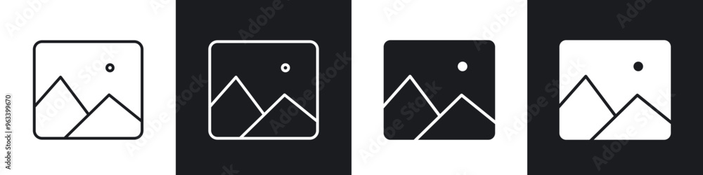 Picture outlined and solid icon vector collection. Picture outlined and solid icon vector collection.
