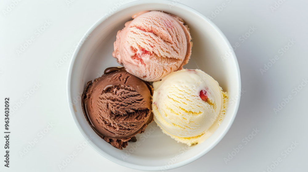top view of ice cream scoops with various flavors top view of ice cream scoops with various flavors