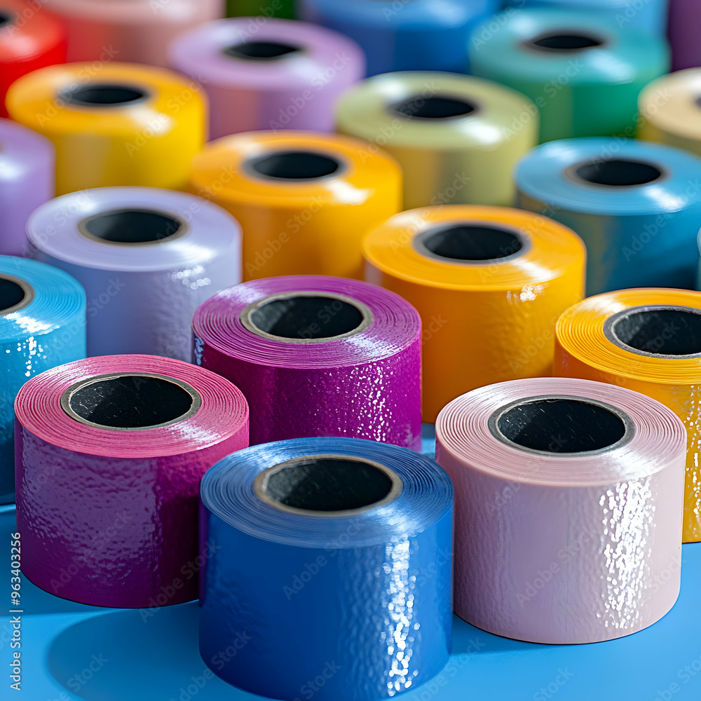 Vivid Color Spectrum Rolls of Craft Material Photo Vivid Color Spectrum Rolls of Craft Material Photo