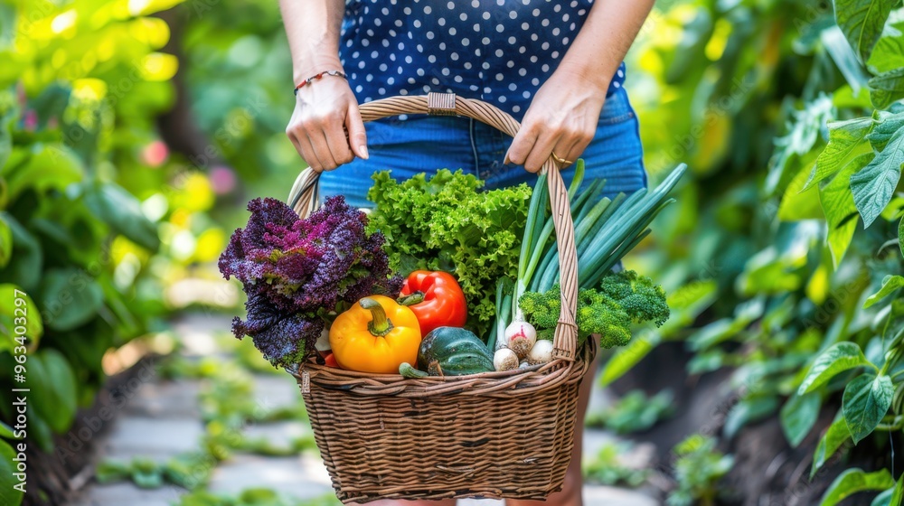 Fototapeta premium The Woman with Vegetable Basket