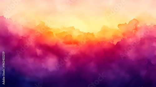 Abstract Watercolor Background in Vibrant Purple, Orange, and Yellow