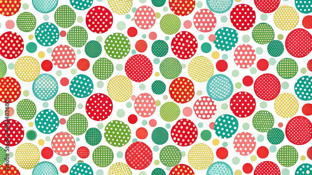 Playful Polka Dot Pattern in Vibrant Colors Representing Cheerful Design with Copy Space Playful Polka Dot Pattern in Vibrant Colors Representing Cheerful Design with Copy Space