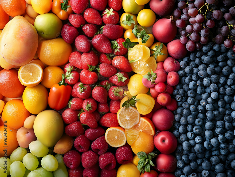 Rainbow of Fresh Fruits - Photo of Vibrant, Ripe, and Juicy Produce Rainbow of Fresh Fruits - Photo of Vibrant, Ripe, and Juicy Produce