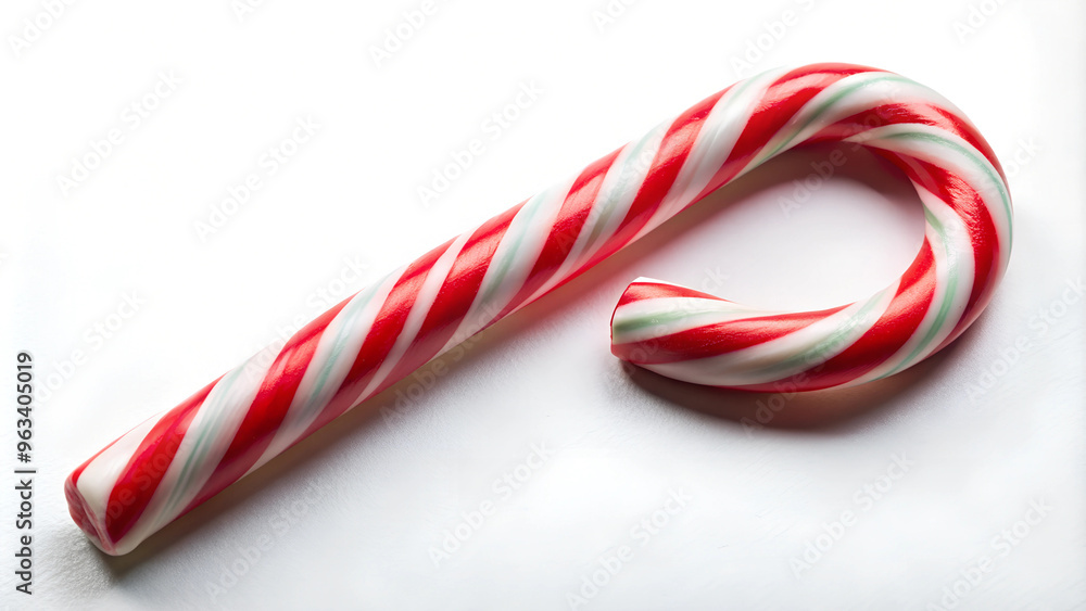 Fototapeta premium Close-up of Candy Cane in Festive Style Representing Holiday Tradition Against Blue Wooden Background