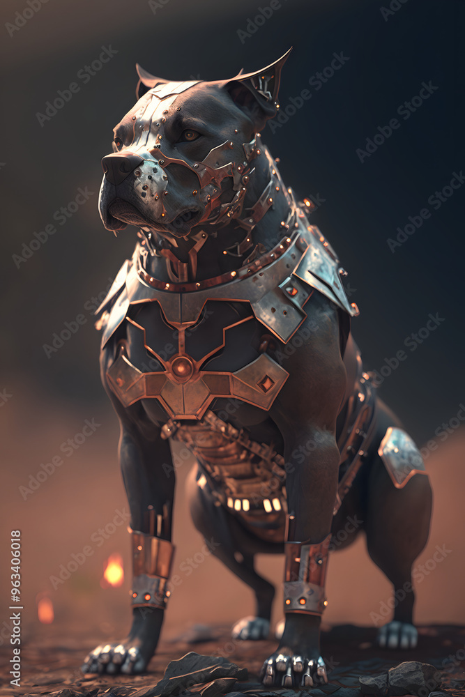 Naklejka premium Steel-Fanged dog of Unyielding Might