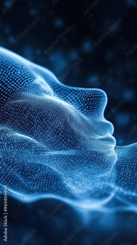 Fototapeta premium Healing Through Alpha Waves, the Brain's Massage During Sleep in an Abstract Digital Space