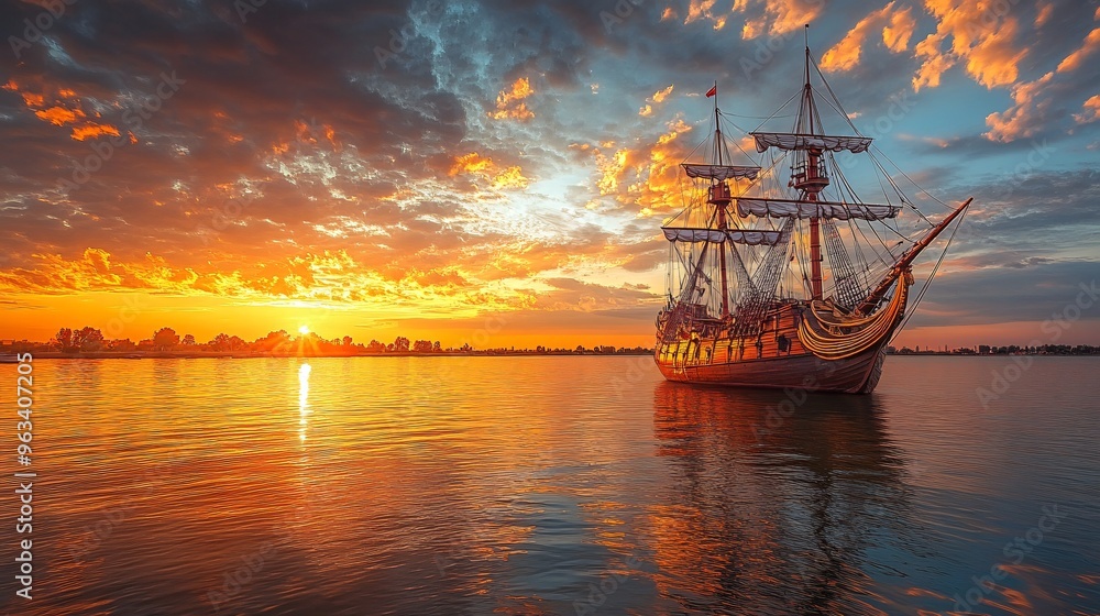 Obraz premium Retro Sailboat with copy space