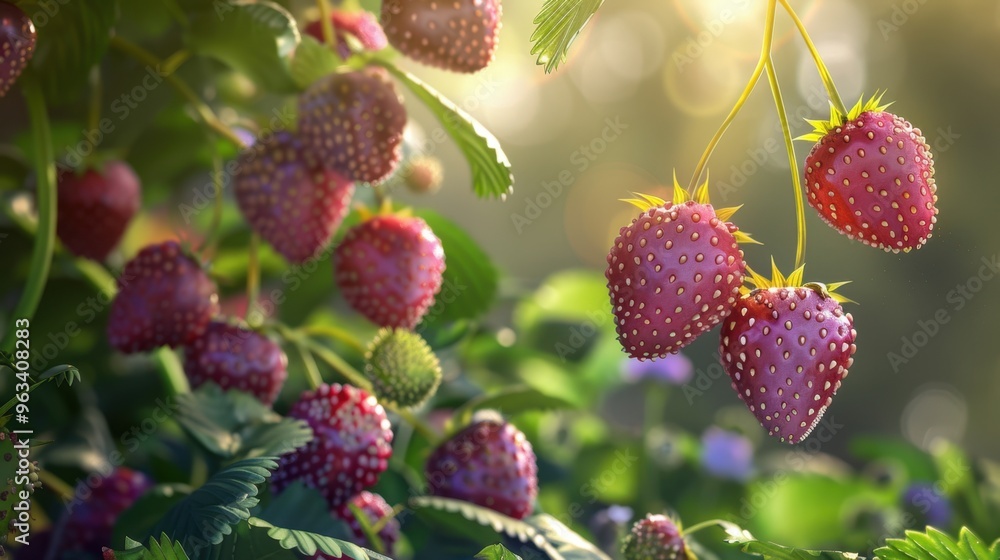 The Lush Strawberries in Garden The Lush Strawberries in Garden