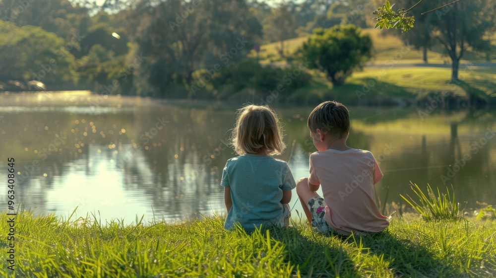 Fototapeta premium The Children by the Lake